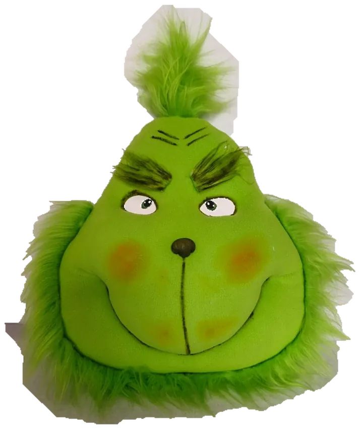 Cojín Grinch, producto artesanal de tela de Manualidades Hilda