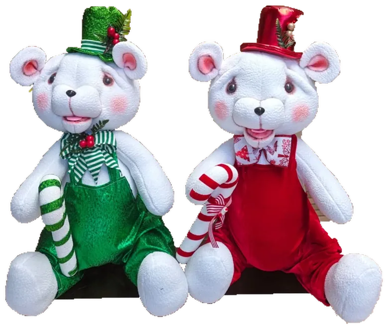 Pareja de ositos navideños, producto artesanal de tela de Manualidades Hilda